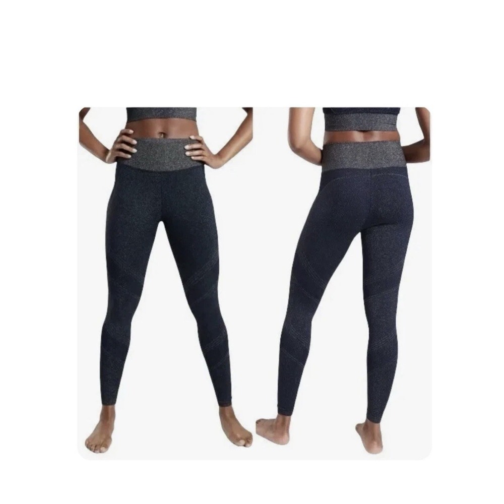 ATHLETA SIZE M Twilight 2.0 Seamless High Rise Leggings Shimmer Navy Blue Med